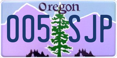 OR license plate 005SJP
