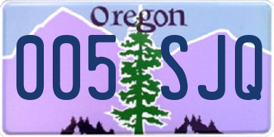 OR license plate 005SJQ
