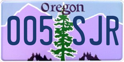 OR license plate 005SJR
