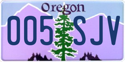 OR license plate 005SJV