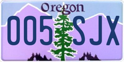 OR license plate 005SJX