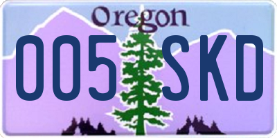 OR license plate 005SKD