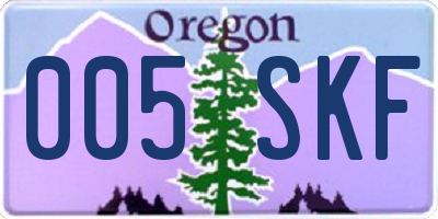 OR license plate 005SKF