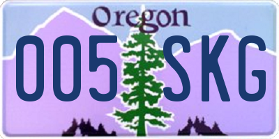 OR license plate 005SKG