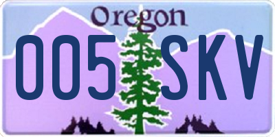 OR license plate 005SKV