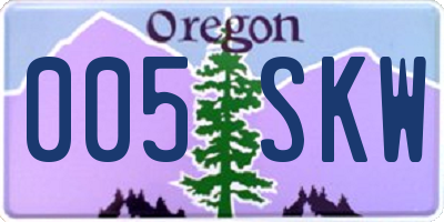 OR license plate 005SKW