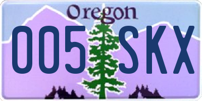 OR license plate 005SKX