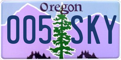 OR license plate 005SKY