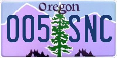 OR license plate 005SNC