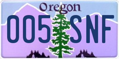 OR license plate 005SNF
