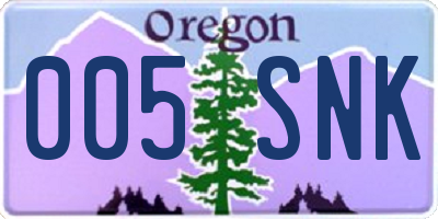 OR license plate 005SNK