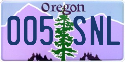 OR license plate 005SNL