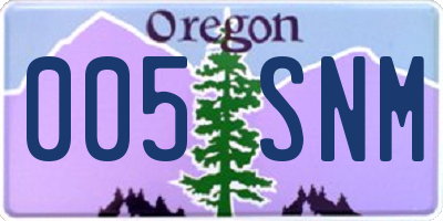 OR license plate 005SNM
