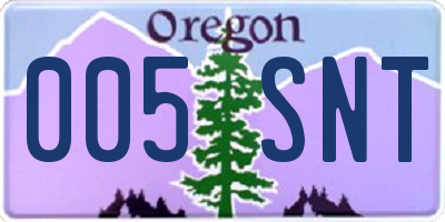 OR license plate 005SNT