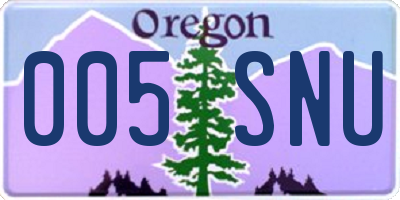 OR license plate 005SNU
