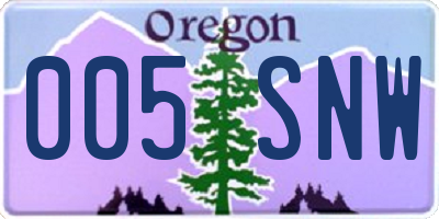 OR license plate 005SNW