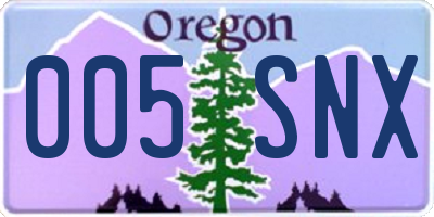 OR license plate 005SNX
