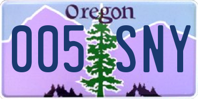 OR license plate 005SNY