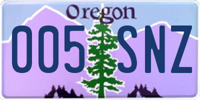 OR license plate 005SNZ