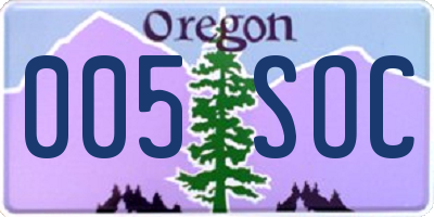 OR license plate 005SOC