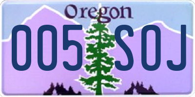 OR license plate 005SOJ