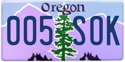 OR license plate 005SOK