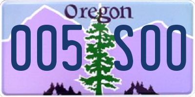 OR license plate 005SOO