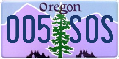 OR license plate 005SOS