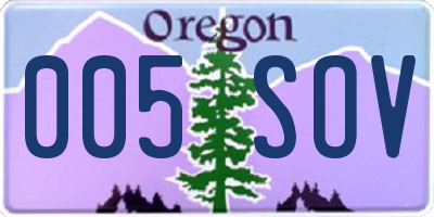 OR license plate 005SOV