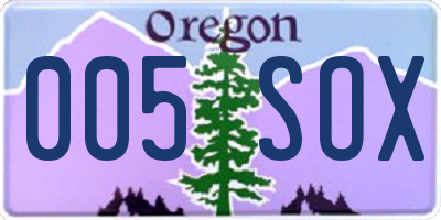 OR license plate 005SOX