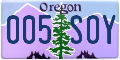 OR license plate 005SOY