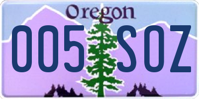 OR license plate 005SOZ