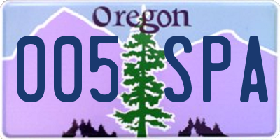 OR license plate 005SPA