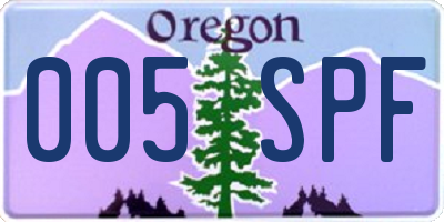 OR license plate 005SPF