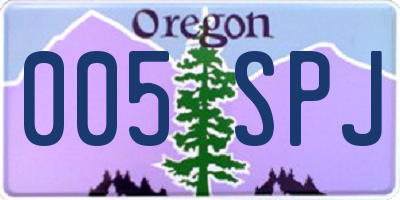 OR license plate 005SPJ