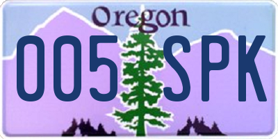 OR license plate 005SPK