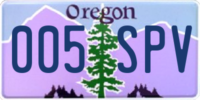 OR license plate 005SPV
