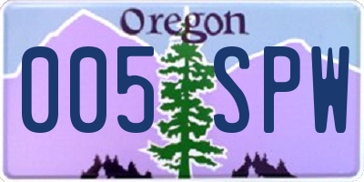 OR license plate 005SPW