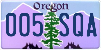 OR license plate 005SQA