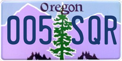 OR license plate 005SQR