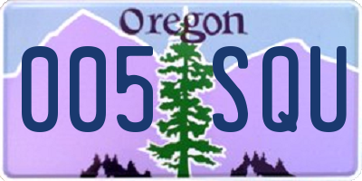 OR license plate 005SQU