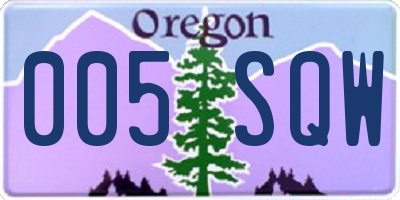 OR license plate 005SQW