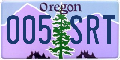 OR license plate 005SRT