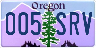 OR license plate 005SRV