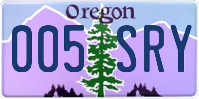 OR license plate 005SRY