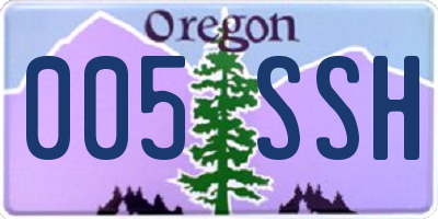 OR license plate 005SSH
