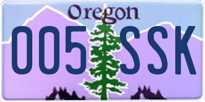 OR license plate 005SSK