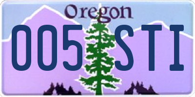 OR license plate 005STI