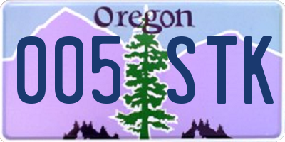 OR license plate 005STK