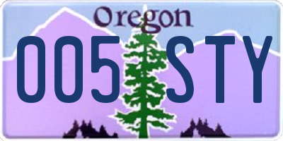 OR license plate 005STY